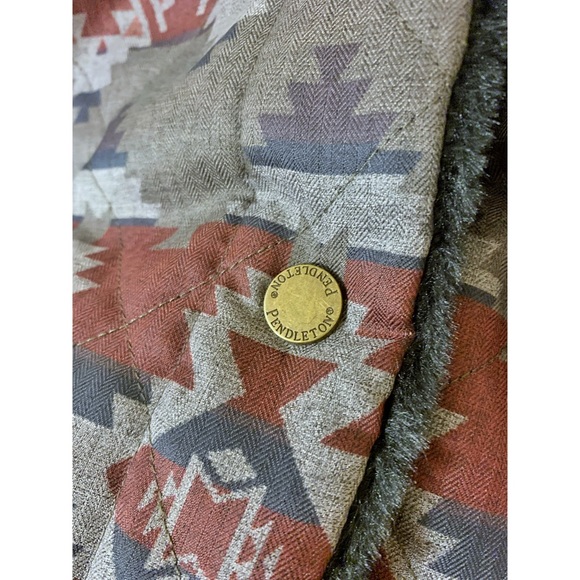 NEW ❄️ Pendleton Women Print Reversible Faux Fur Hooded Winter Coat Jacket Black - Picture 13 of 16